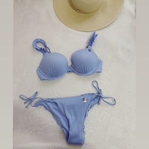 Hollister light blue ruffle bikini set . NWT 👙